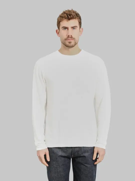 UES 100% Linen Long Sleeve T-Shirt White