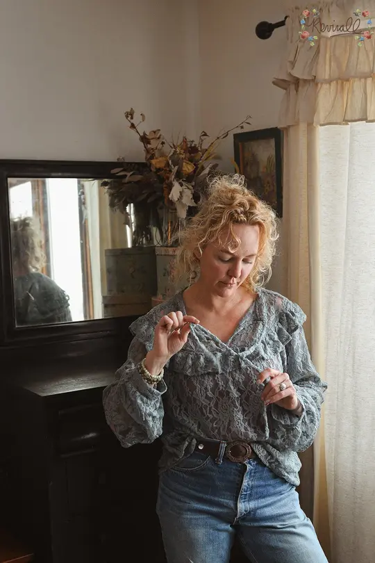 Pre-Order Victorian Lace Blouse in Powder Blue