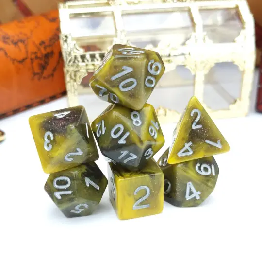 Venom Dice Set – 7-Piece Green Black Poison DnD Dice