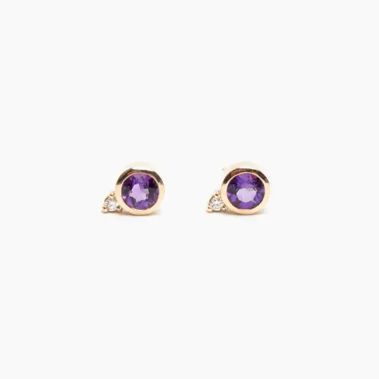 Birthstone & Diamond Stud Earrings