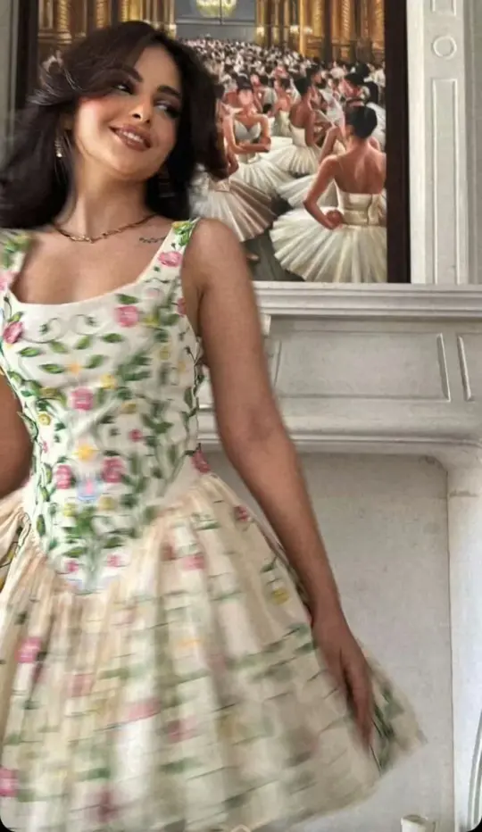 Fresh green floral suspenders low-cut sexy waist skirt homecoming dress R2623