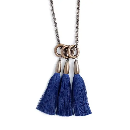 Silk Triad Necklace - Indigo