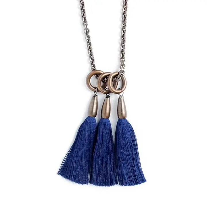 Silk Triad Necklace - Indigo