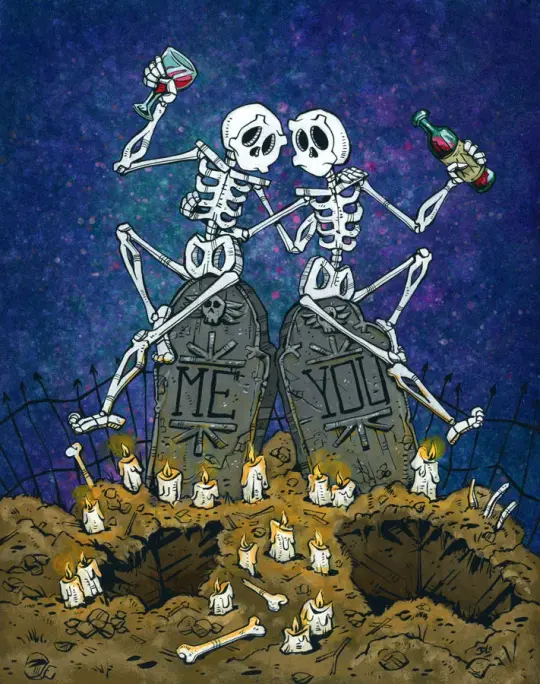 Me and You Canvas Print - Day of the Dead Romantic Art by David Lozeau