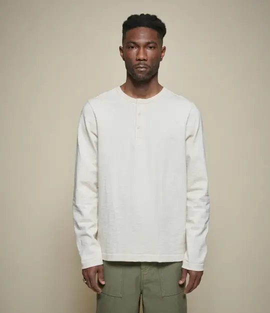 2S08 Loopwheeled Relaxed Fit Heavyweight Long Sleeve Henley