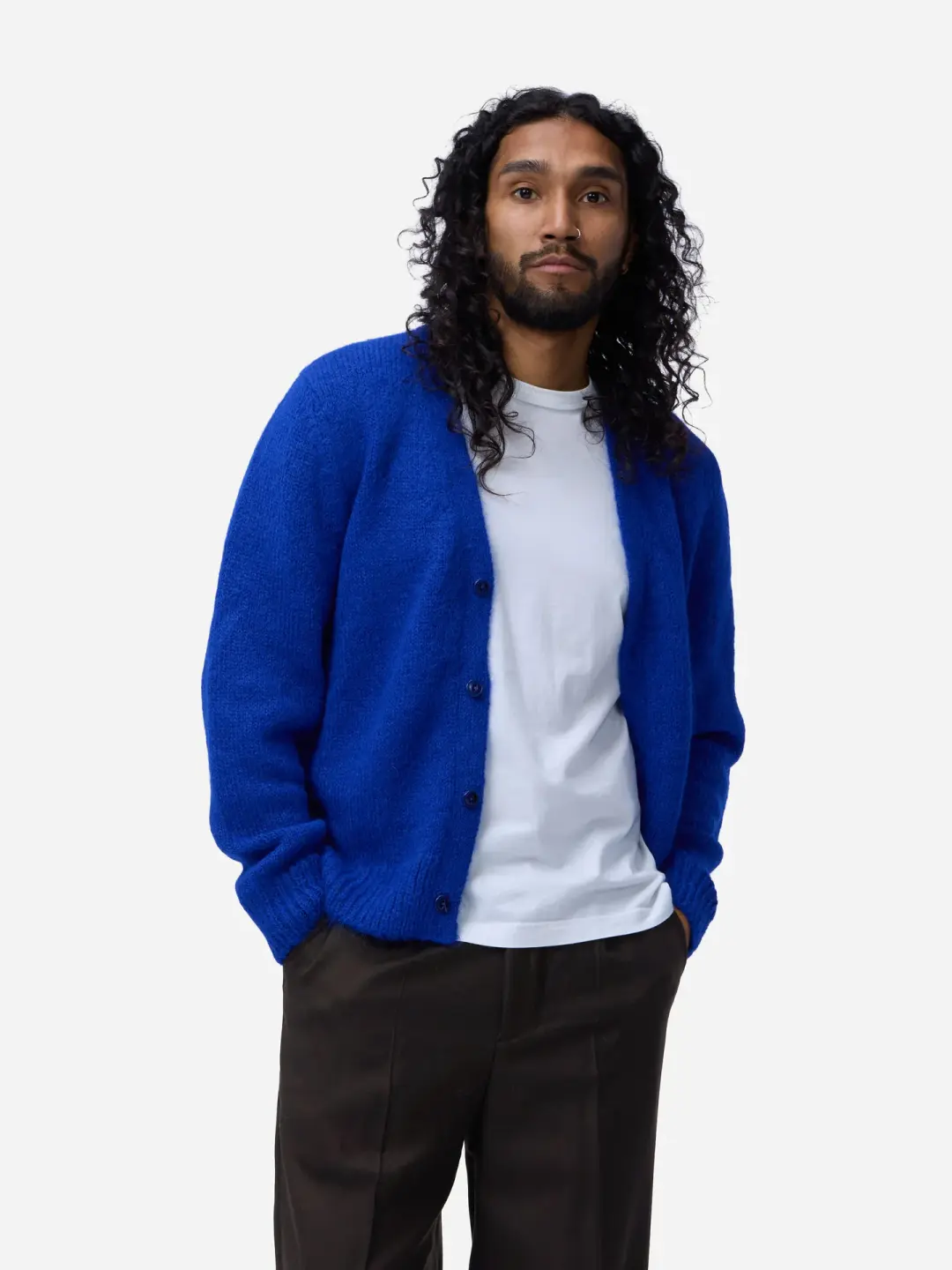 Classic Cardigan ~ Cobalt Alpaca