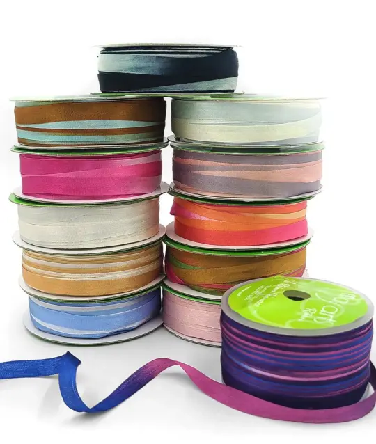 1/4" 100% hand-dyed Variegated (multi-color) silk ribbon spool