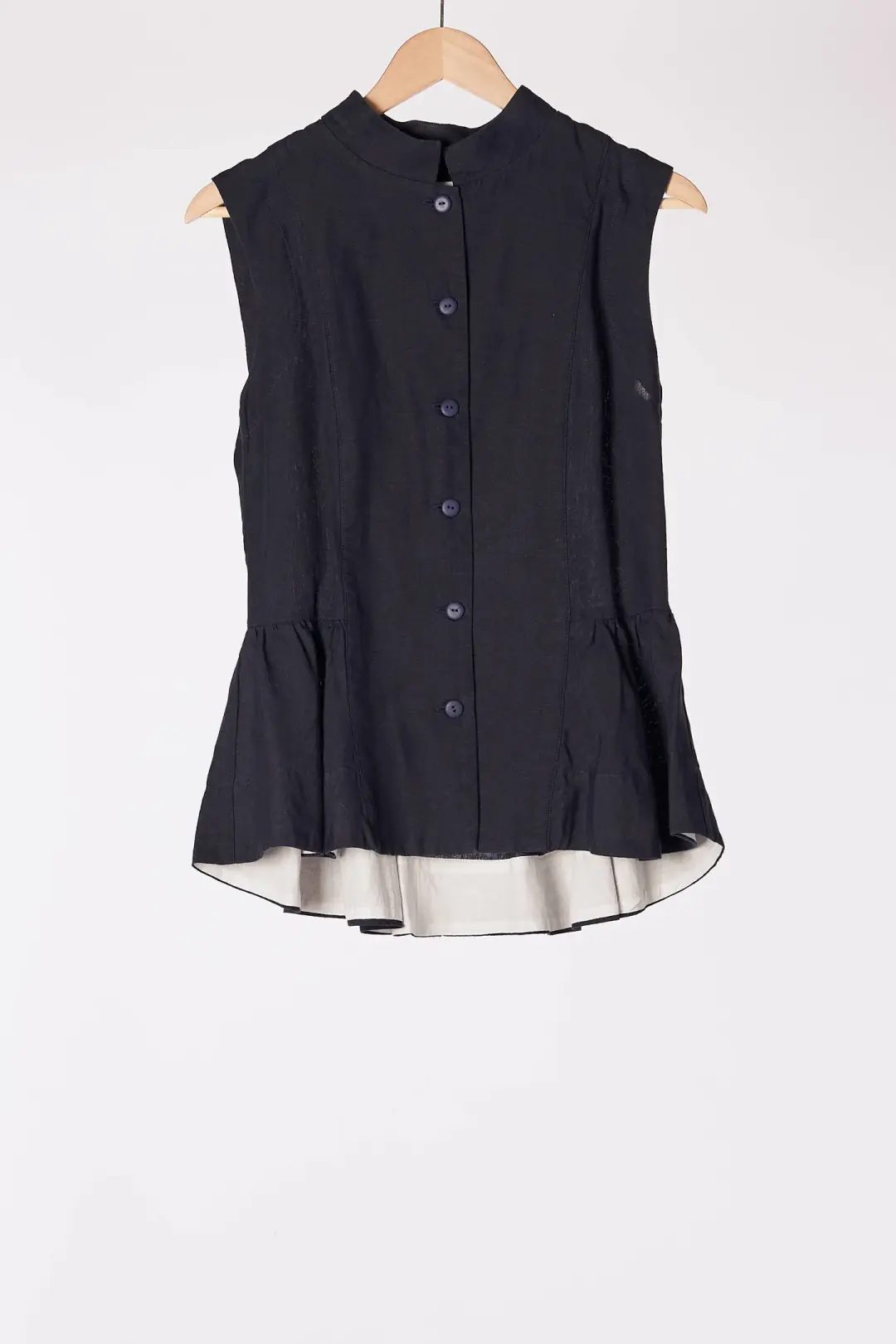 Night Navy, Peplum Vest, Sleeveless