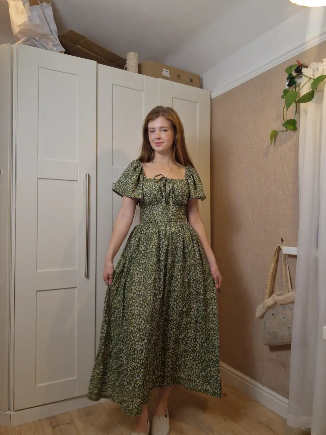 Milkmaid Dress (butterfly sleeves, standard skirt, lace up back, funcional bust bow)