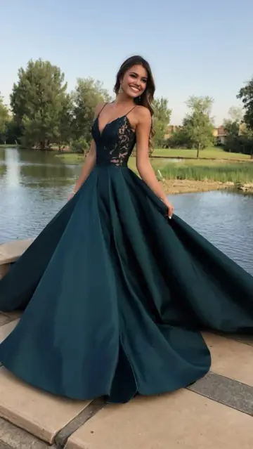 Silky Satin Puffy Prom Gown Retro Women's Corset Maxi Evening Dress Ball Gown RS2867