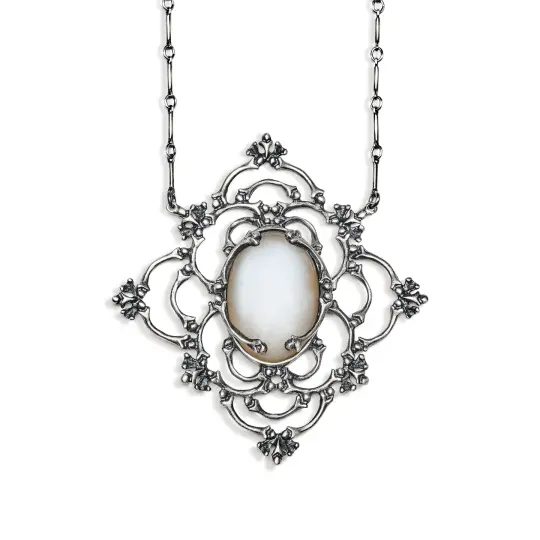 Bat Lace. Gray Moonstone Necklace.