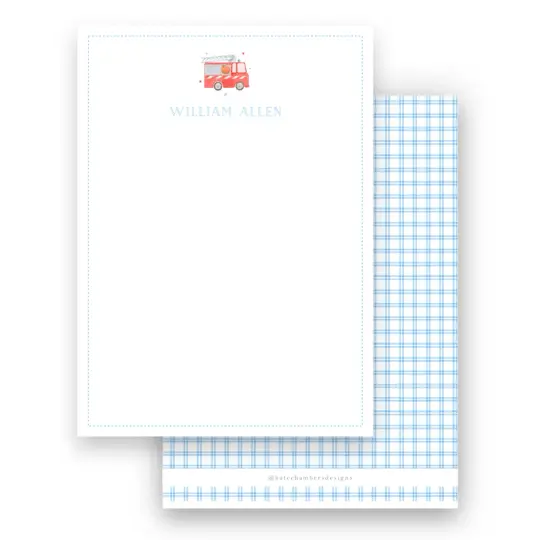 Boy's Watercolor Firetruck Lined Stationery