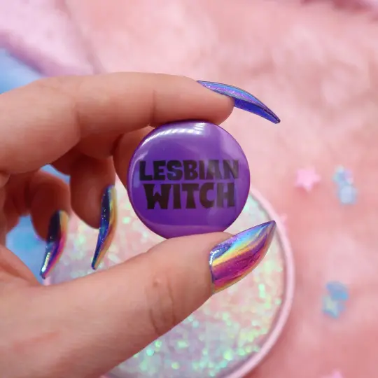 Lesbian Witch Button Badge