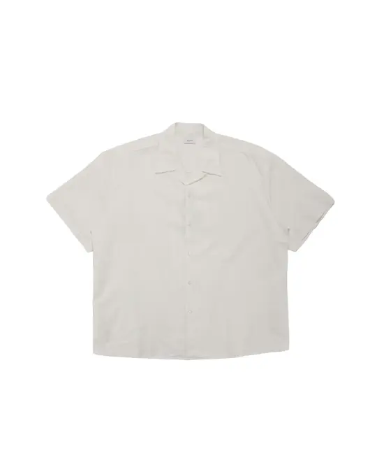 CIOTA Open Collar Short Sleeve Shirt Cotton/Linen Off White