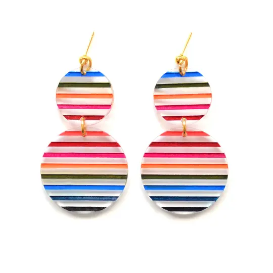 Colorful Stripe Circle Dangle Earrings