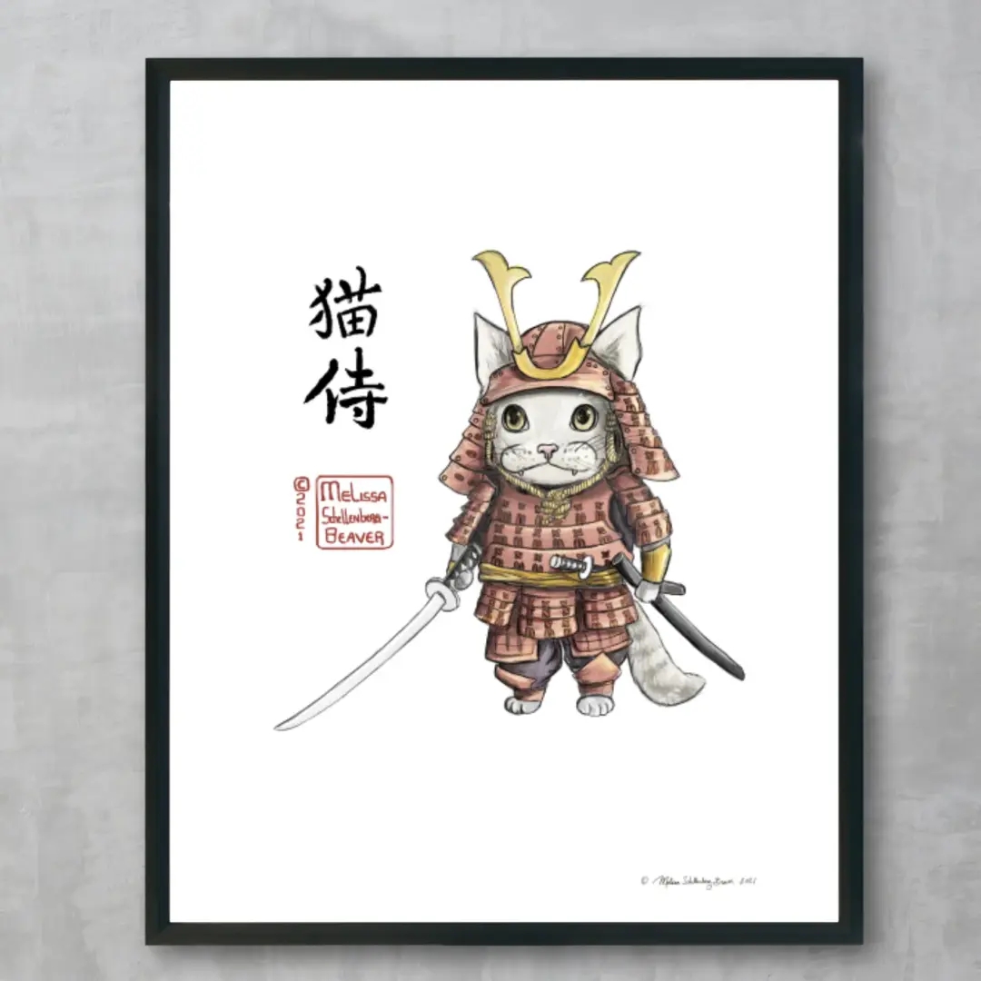 Samurai Kitty Fine Art Print, Wholesale