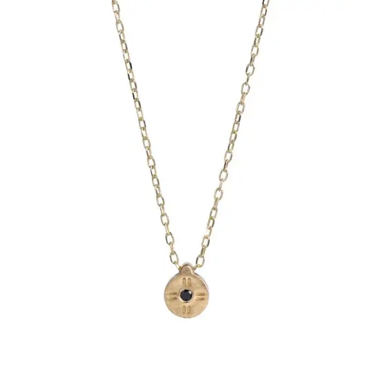 Mollis Necklace - 14k Gold Diamond Circle Pendant