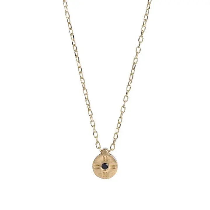 Mollis Necklace - 14k Gold Diamond Circle Pendant