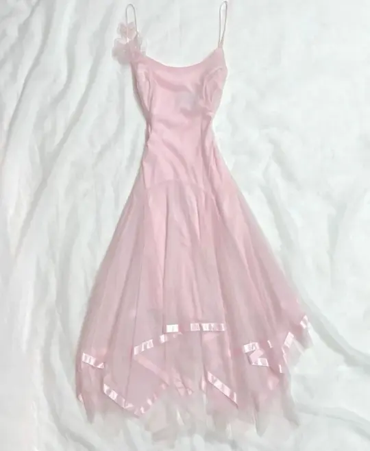 Gentle Blush Pink Prom Dress ,A-Line Spaghetti Straps Corset Maxi Summer Dress Cami Dress RS1142