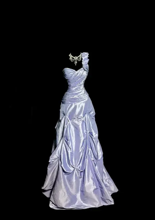 Light purple one-shoulder fitted waist elegant ball gown with a stylish skirt R8106
