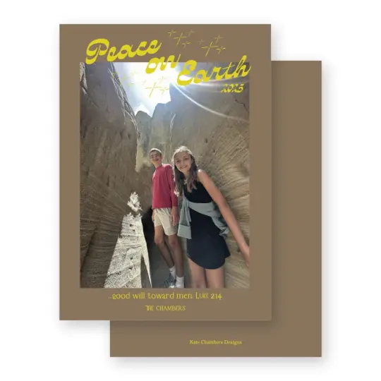 Brown and Yellow "Peace on Earth" Holiday Card