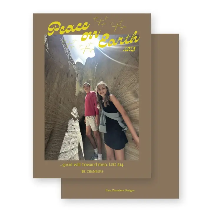 Brown and Yellow "Peace on Earth" Holiday Card