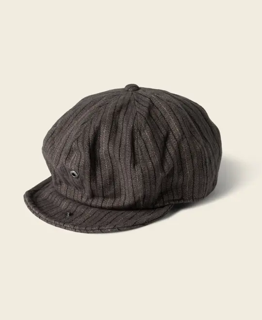 Yarn-Dyed Stripe Newsboy Cap  - Brown
