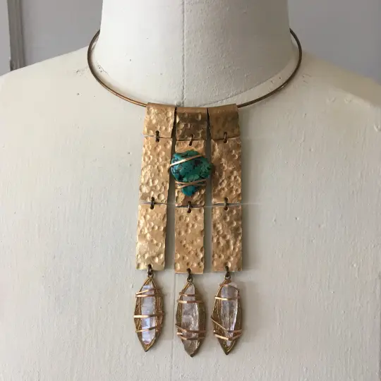 Hammered Turquoise/Quartz Goddess