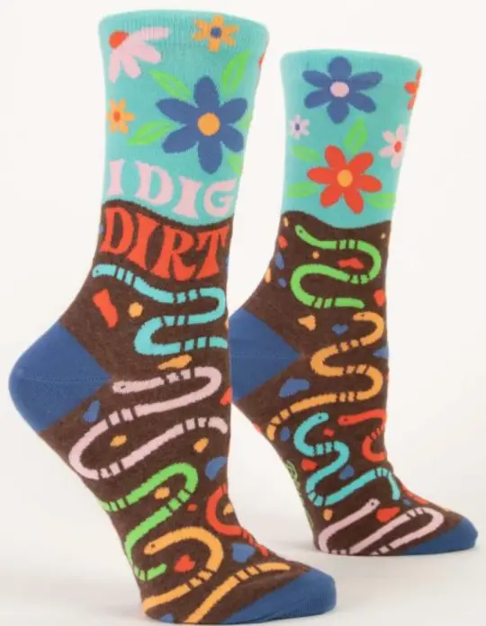 Blue Q I DIG DIRT W-CREW SOCKS
