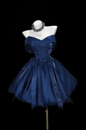 Elegant Navy A-Line Bateau Corset Mini Prom Dress Homecoming Dress RS432