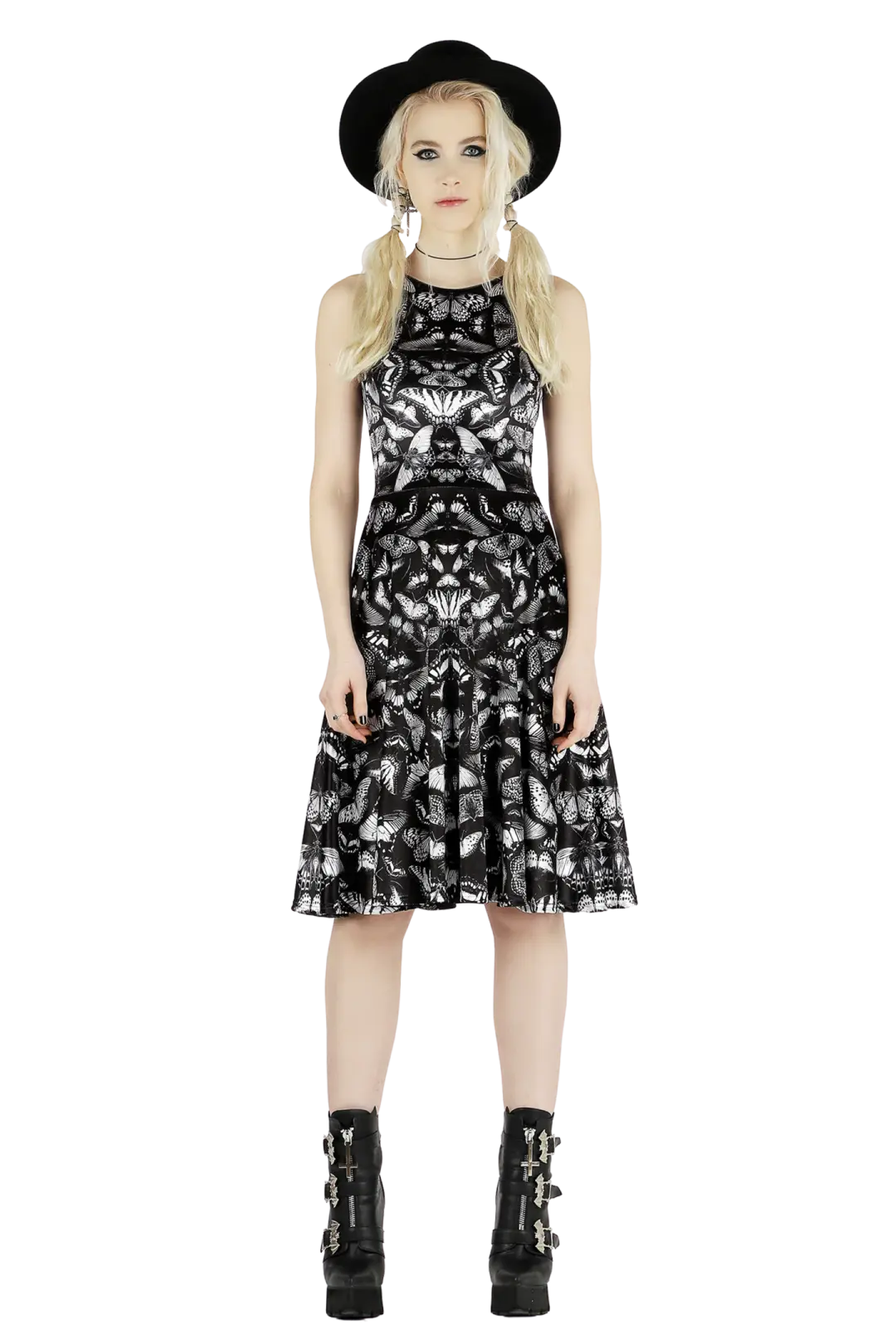 Dark Butterflies Velvet Princess Midi Dress