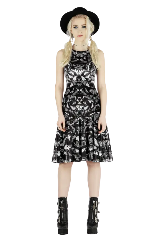 Dark Butterflies Velvet Princess Midi Dress