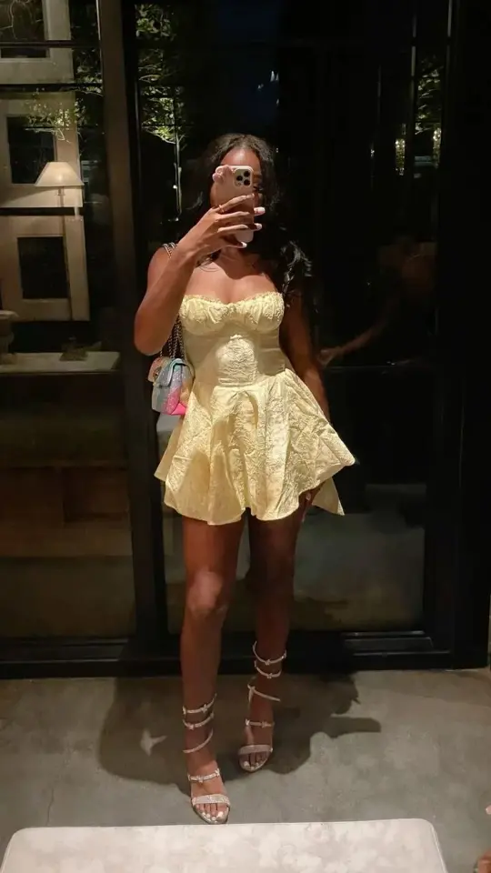 Minimalist Yellow A-Line Strapless Bodycon Mini Summer Dress Homecoming Dress RS306