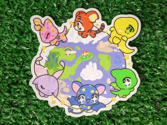 virtual pet world waterproof sticker