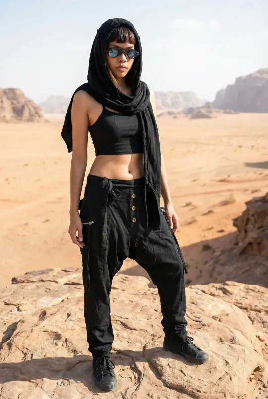 Cyberpunk Harem Pants Women & Men Black