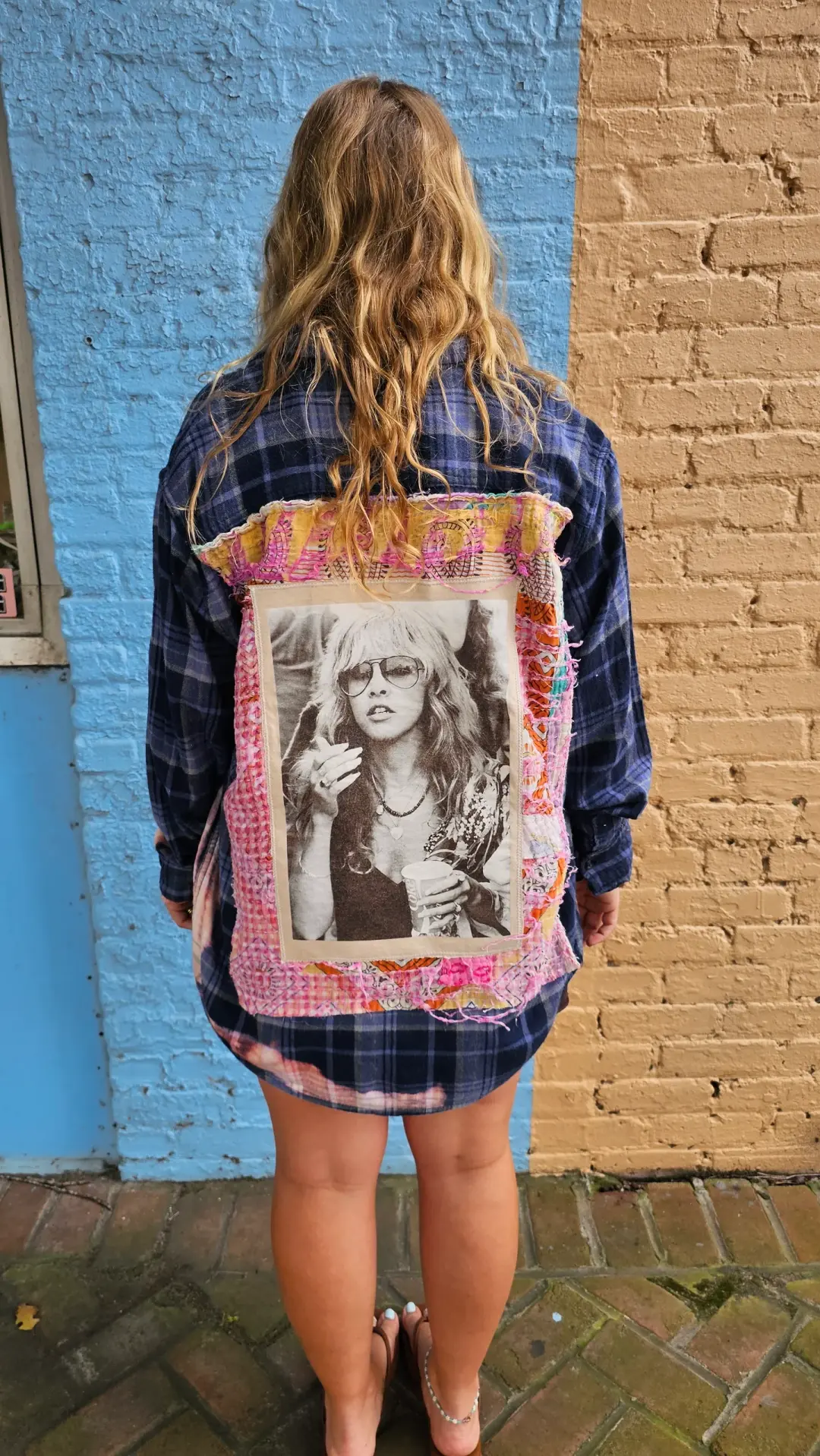 Stevie Nicks Upcycled Bleached Flannel size Medium/Large #1470