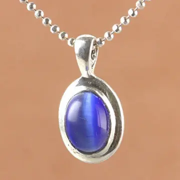 Tiny Blue Cat Eye Pendant