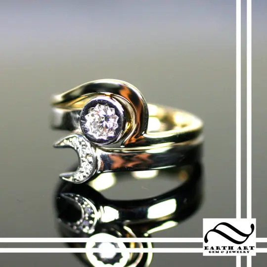Wrench Wedding Set - Diamonds in 14k Gold