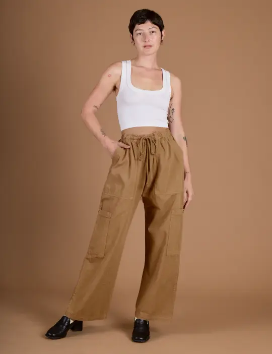 Drop Pocket Cargo Pants - Tan