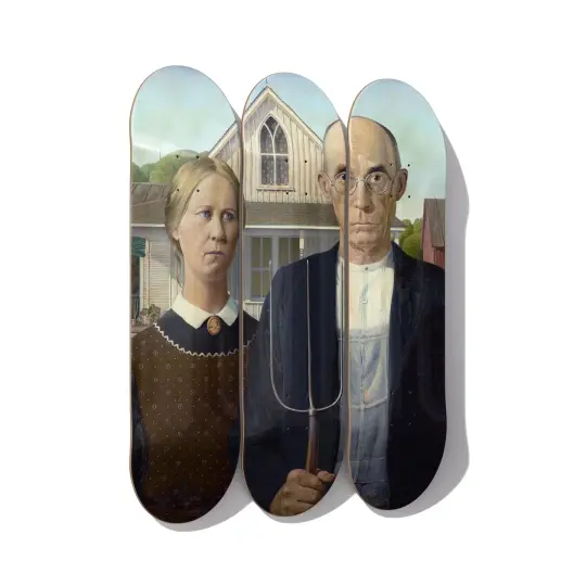 American Gothic Skateboard Wall Art – Triptych