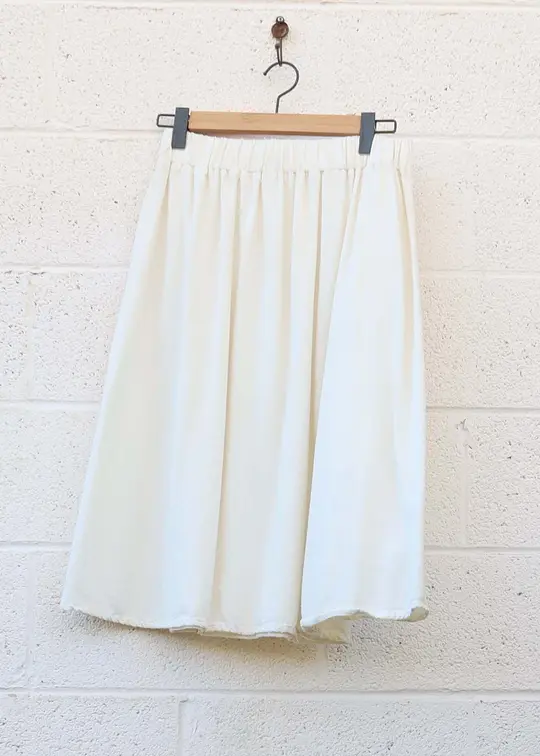 SALE - Mimosa Below Knee Skirt / Natural / L / Raw Silk (162)