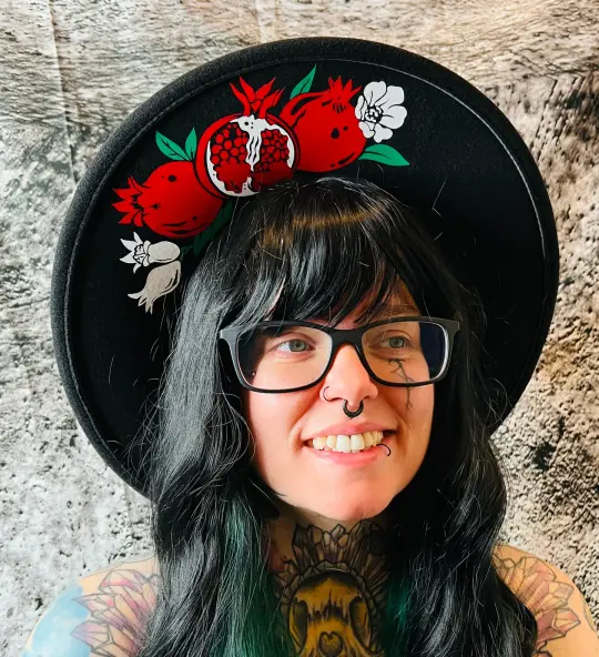 Pomegranates Vegan Felt XL Wide Brim Hat