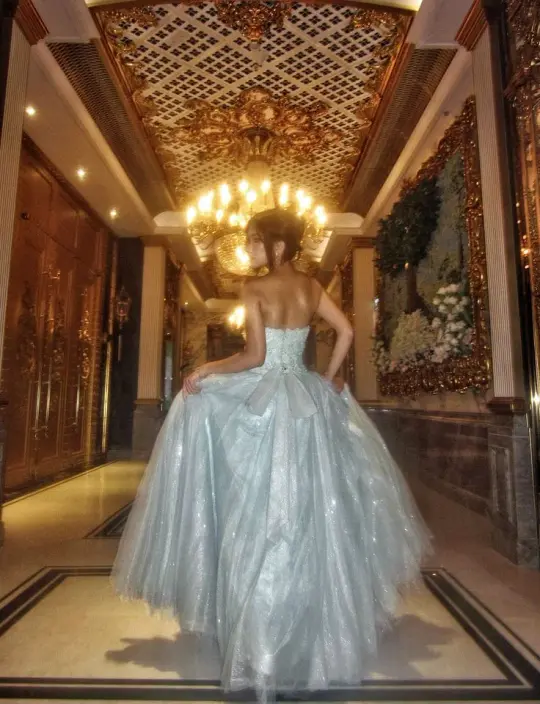 Sparkly Tulle Puffy Women's Prom Gown Pale Blue Waist Fitted Maxi Evening Dress Birthday Dress — Fall Outfit 2026 New  RS3377