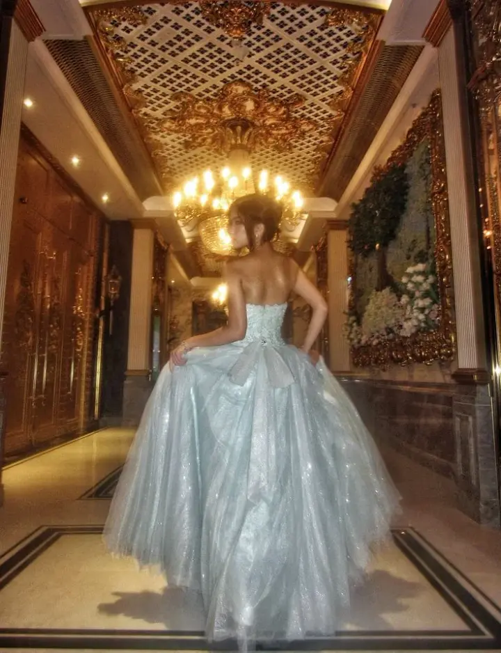 Sparkly Tulle Puffy Women's Prom Gown Pale Blue Waist Fitted Maxi Evening Dress Birthday Dress — Fall Outfit 2026 New  RS3377