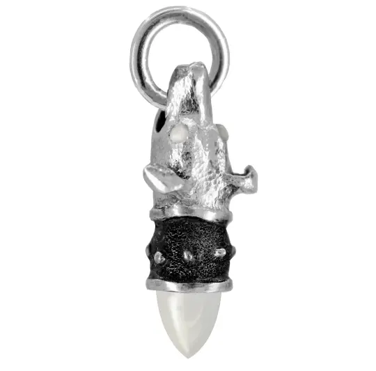 Lurke - Watchful Hound Pendant with White Moonstone and Mother of Pearl