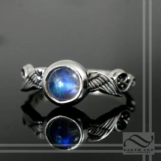 Moonstone wing Ring - Sterling Silver