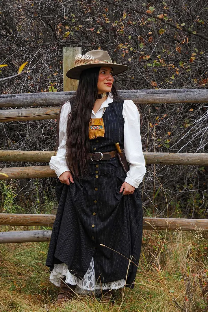 Long Wool Lacey Jean Skirt in Stovepipe