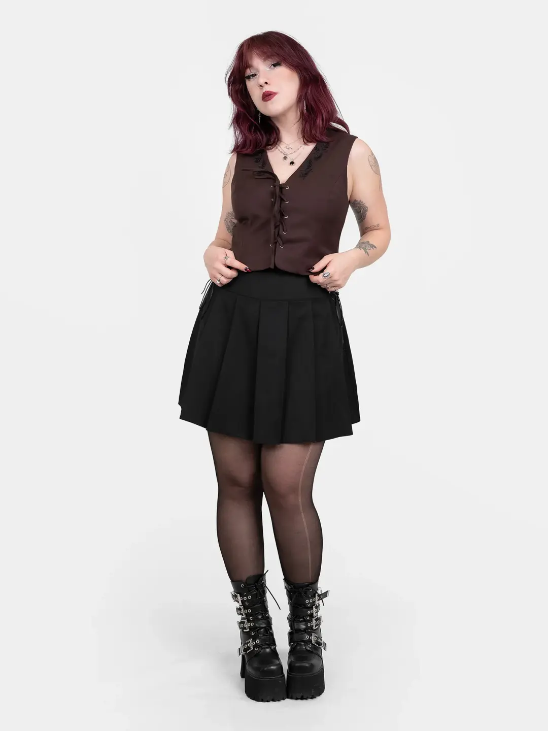Brązowa kamizelka z wiązaniem Fenrir