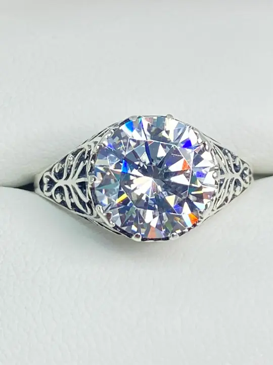 White CZ Ring, Size 7, Victorian Jewelry, Ivy Ring #D13 - Ready to Ship