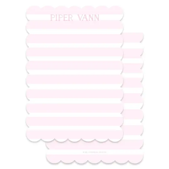 Girl's Pink Stripe with Scallop Die Cut Border Stationery